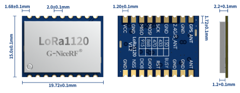 Модуль lora LR1120, размер LoRa1120