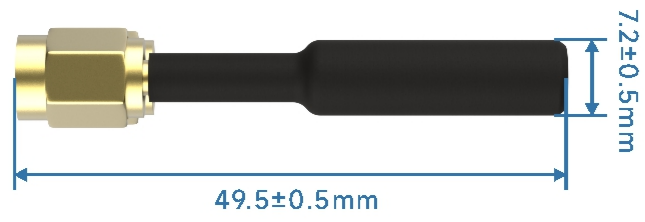 Механические размеры сверхширокополосной всенаправленной прямой стержневой антенны UWB - ZT50