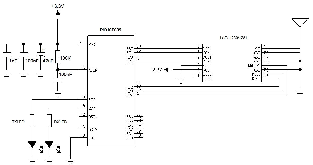 2.4G lora module lora1281-T схема применения 2.4G lora module lora1281-T схема применения