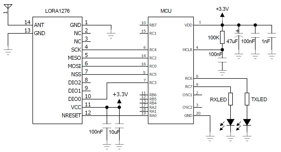 Схема применения беспроводного модуля LoRa 915 МГц LoRa1276 - 915