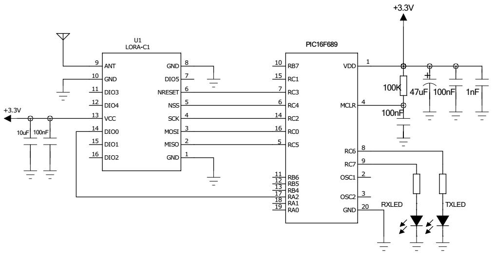 Схема применения модуля LoRa SX1276 915 МГц LoRa1276-C1-915 Схема применения модуля LoRa SX1276 915 МГц LoRa1276-C1-915