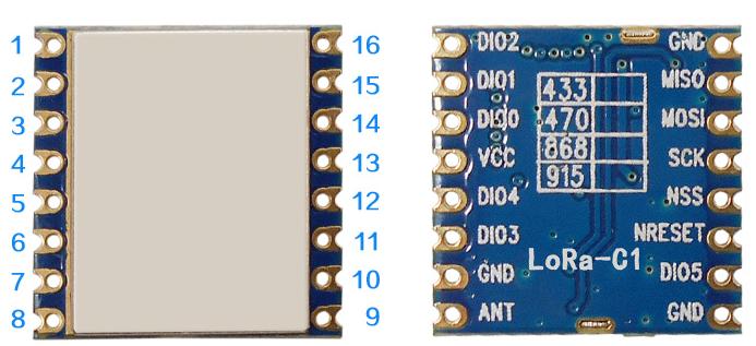 Определение контактов модуля LoRa SX1276 915 МГц LoRa1276-C1-915 Определение контактов модуля LoRa SX1276 915 МГц LoRa1276-C1-915