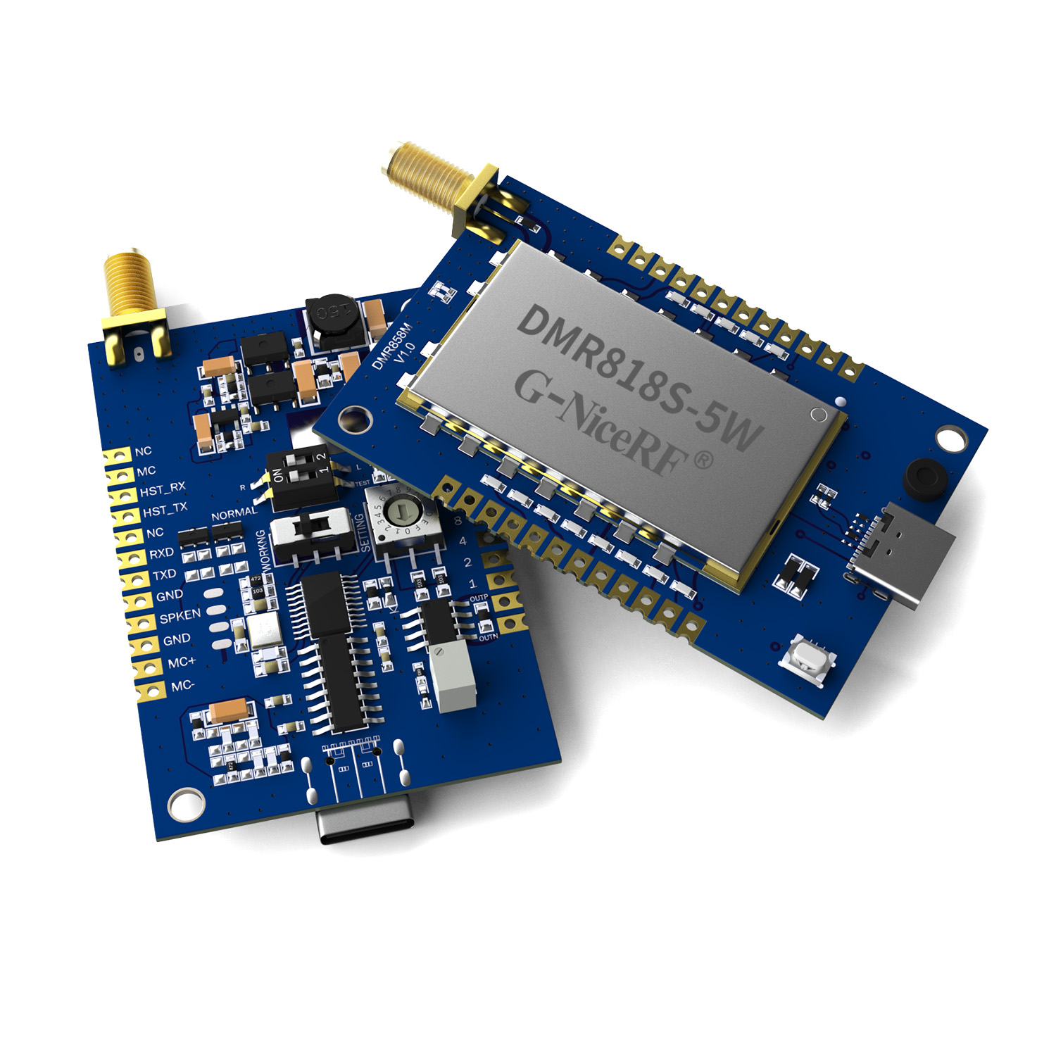 DMR858M: DMR-рация с двумя временными слотами, аналого-цифровая, интегрированная, 5 Вт